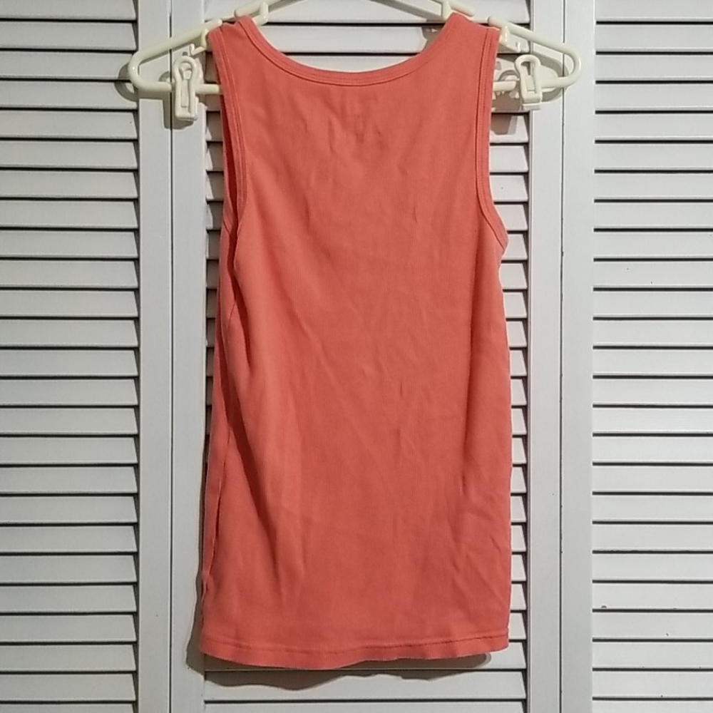Orange Ribbed Cotton Tank Top - Picture 3 of 4